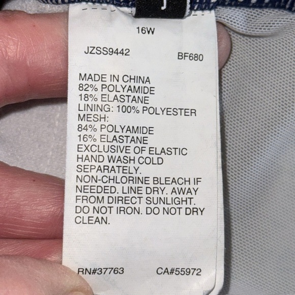 Jantzen Blue And White Floral Print One Piece Swimsuit - Picture 5 of 5